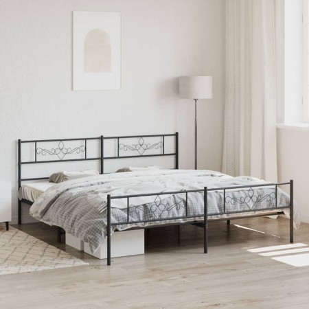 Estructura de cama cabecero y estribo metal negro 180x200 cm de , Camas y somieres - Ref: Foro24-355289, Precio: 118,93 €, De...