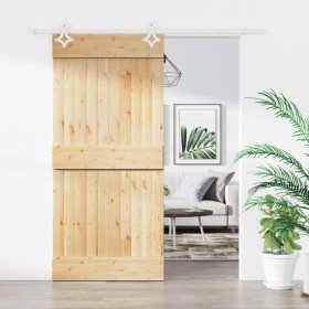 Puerta corredera con herrajes madera maciza de pino 90x210 cm en Puertas | Comprar online en Foru.es