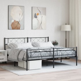 Estructura de cama cabecero y estribo metal negro 193x203 cm de , Camas y somieres - Ref: Foro24-372301, Precio: 117,29 €, De...