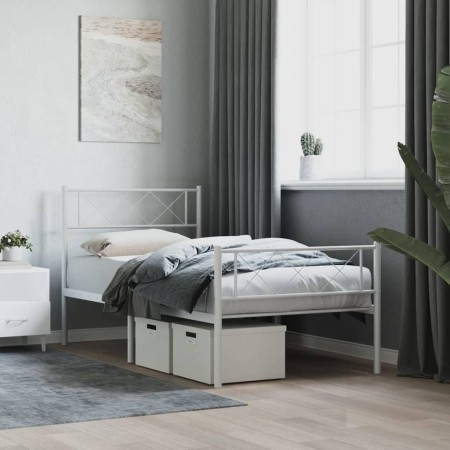 Estructura cama metal con cabecero y pie cama blanca 75x190 cm de , Camas y somieres - Ref: Foro24-372334, Precio: 59,01 €, D...