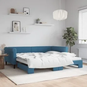 Sofá cama nido terciopelo azul 100x200 cm de , Camas y somieres - Ref: Foro24-3197777, Precio: 259,75 €, Descuento: %