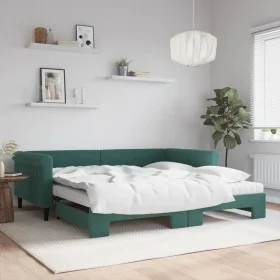 Sofá cama nido con colchón terciopelo verde oscuro 100x200 cm de , Camas y somieres - Ref: Foro24-3197804, Precio: 428,99 €, ...
