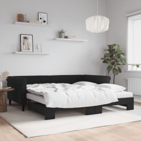 Sofá cama nido con colchón terciopelo negro 100x200 cm de , Camas y somieres - Ref: Foro24-3197806, Precio: 472,90 €, Descuen...