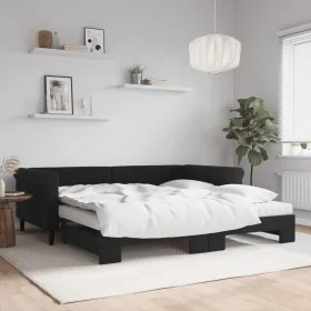 Trundle sofa bed with black velvet mattress 100x200 cm by , Beds and slatted bases - Ref: Foro24-3197806, Price: 437,86 €, Di...