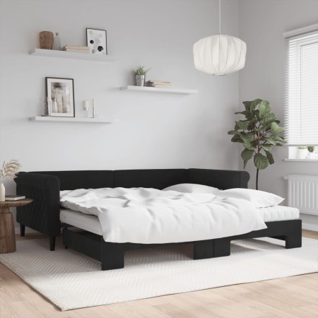 Sofá cama nido con colchón terciopelo negro 100x200 cm de , Camas y somieres - Ref: Foro24-3197806, Precio: 472,90 €, Descuen...