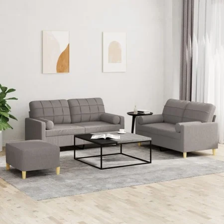 Juego de sofás con cojines 3 piezas tela gris taupe de , Sofás - Ref: Foro24-3201305, Precio: 509,54 €, Descuento: %