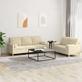 Juego de sofás con cojines 2 piezas tela crema de , Sofás - Ref: Foro24-3201324, Precio: 477,96 €, Descuento: %