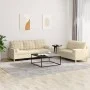 Sofa set with cushions 2 pieces cream fabric by , Sofas - Ref: Foro24-3201324, Price: 477,96 €, Discount: %