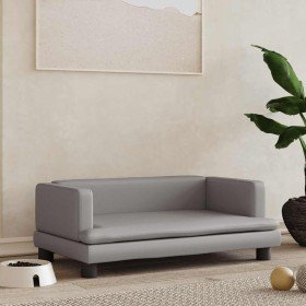 Cama para perros de cuero sintético gris 80x45x30 cm en Camas para perros | Comprar online en Foru.es