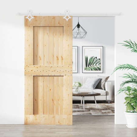 Puerta corredera con herrajes madera maciza de pino 90x210 cm en Puertas | Comprar online en Foru.es