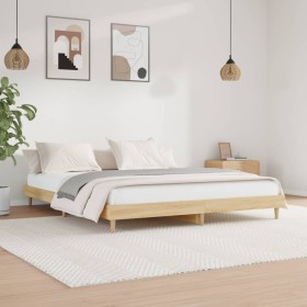 Estructura de cama madera de ingeniería roble Sonoma 140x200 cm de , Camas y somieres - Ref: Foro24-832040, Precio: 120,38 €,...