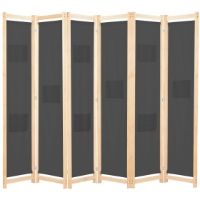 Biombo divisor de 6 paneles de tela gris 240x170x4 cm de , Divisores de ambientes - Ref: Foro24-248178, Precio: 79,82 €, Desc...
