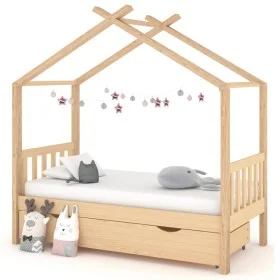 Kinderbettstruktur mit massivem Kiefernholzschubladen 80x160 cm. von , Kinderbetten und Betten für Kinder - Ref: Foro24-32214...