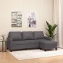 Sofá de 3 plazas con taburete cuero sintético gris 180 cm de , Sofás - Ref: Foro24-3201026, Precio: 299,00 €, Descuento: %