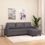 Sofá de 3 plazas con taburete cuero sintético gris 180 cm de , Sofás - Ref: Foro24-3201026, Precio: 303,65 €, Descuento: %