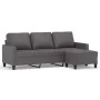 Sofá de 3 plazas con taburete cuero sintético gris 180 cm de , Sofás - Ref: Foro24-3201026, Precio: 299,00 €, Descuento: %