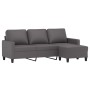 Sofá de 3 plazas con taburete cuero sintético gris 180 cm de , Sofás - Ref: Foro24-3201026, Precio: 303,65 €, Descuento: %