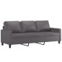 Sofá de 3 plazas con taburete cuero sintético gris 180 cm de , Sofás - Ref: Foro24-3201026, Precio: 303,65 €, Descuento: %