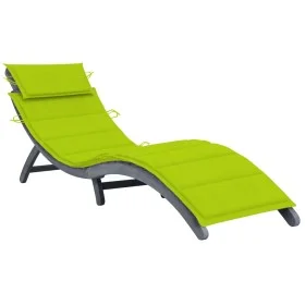 Tumbona con cojín madera maciza de acacia gris by , Loungers - Ref: Foro24-3064055, Price: 143,80 €, Discount: %