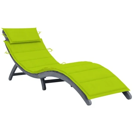 Liegestuhl mit massivem Akazienholzrahmen und grauem Kissen. von , Liegen - Ref: Foro24-3064055, Preis: 143,80 €, Rabatt: %