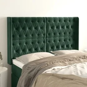 Headboard with dark green velvet ears 163x16x118/128cm by , Headboards and footboards - Ref: Foro24-3119973, Price: 162,19 €,...
