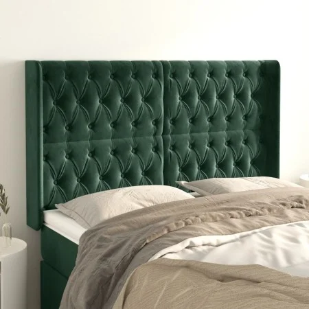 Cabecero con orejas de terciopelo verde oscuro 163x16x118/128cm de , Cabeceros y pies de cama - Ref: Foro24-3119973, Precio: ...