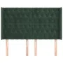Headboard with dark green velvet ears 163x16x118/128cm by , Headboards and footboards - Ref: Foro24-3119973, Price: 162,19 €,...