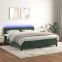 Cama box spring colchón y LED terciopelo verde oscuro 160x200cm de , Camas y somieres - Ref: Foro24-3134594, Precio: 521,64 €...