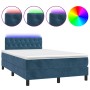 Cama box spring colchón y LED terciopelo azul oscuro 120x200 cm de , Camas y somieres - Ref: Foro24-3134577, Precio: 402,69 €...