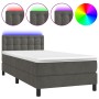 Cama box spring colchón y LED terciopelo gris oscuro 80x200 cm de , Camas y somieres - Ref: Foro24-3134610, Precio: 286,78 €,...