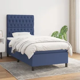 Boxspringbett mit blauer Stoffmatratze 90x190 cm von , Betten und Lattenroste - Ref: Foro24-3141983, Preis: 348,13 €, Rabatt: %