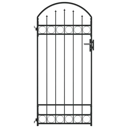 Puerta de jardín con arco de acero negro 89x200 cm de , Puertas de jardín - Ref: Foro24-145750, Precio: 163,45 €, Descuento: %
