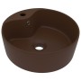 Lavabo lujoso y rebosadero cerámica marrón oscuro mate 36x13 cm de , Lavabos - Ref: Foro24-147039, Precio: 48,73 €, Descuento: %