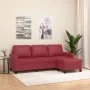Sofá de 3 plazas con taburete cuero sintético rojo tinto 180 cm de , Sofás - Ref: Foro24-3201027, Precio: 300,03 €, Descuento: %