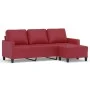 3 seater sofa with stool red synthetic leather 180 cm by , Sofas - Ref: Foro24-3201027, Price: 300,03 €, Discount: %