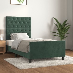 Estructura cama con cabecero terciopelo verde oscuro 80x200 cm de , Camas y somieres - Ref: Foro24-3125907, Precio: 154,37 €,...