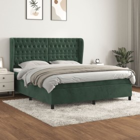 Cama box spring con colchón terciopelo verde oscuro 160x200 cm de , Camas y somieres - Ref: Foro24-3129402, Precio: 647,34 €,...