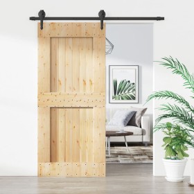 Puerta corredera con herrajes madera maciza de pino 90x210 cm en Puertas | Comprar online en Foru.es