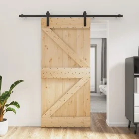 Puerta corredera con herrajes madera maciza de pino 95x210 cm de , Puertas - Ref: Foro24-3202985, Precio: 194,39 €, Descuento: %