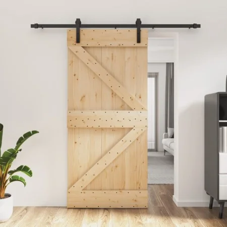 Schiebetür mit Beschlägen aus massivem Kiefernholz, 95 x 210 cm von , Türen - Ref: Foro24-3202985, Preis: 194,39 €, Rabatt: %