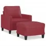 Red synthetic leather armchair with stool 60 cm by , Sofas - Ref: Foro24-3201022, Price: 182,77 €, Discount: %
