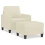 Sillón con taburete cuero sintético color crema 60 cm de , Sofás - Ref: Foro24-3201020, Precio: 187,22 €, Descuento: %