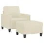 Sillón con taburete cuero sintético color crema 60 cm de , Sofás - Ref: Foro24-3201020, Precio: 187,22 €, Descuento: %