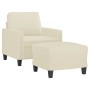 Sillón con taburete cuero sintético color crema 60 cm de , Sofás - Ref: Foro24-3201020, Precio: 190,03 €, Descuento: %