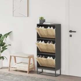 Mueble zapatero madera contrachapada negro 52x25x120 cm de , Zapateros y organizadores de calzado - Ref: Foro24-352128, Preci...