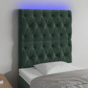 Headboard with LED lights dark green velvet 80x7x118/128 cm by , Headboards and footboards - Ref: Foro24-3122793, Price: 87,1...