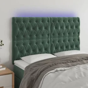 Headboard with LED lights dark green velvet 160x7x118/128 cm by , Headboards and footboards - Ref: Foro24-3122817, Price: 149...