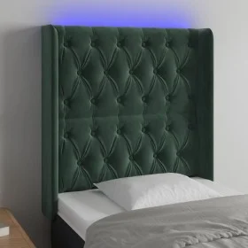 Cabecero con LED de terciopelo verde oscuro 83x16x118/128 cm de , Cabeceros y pies de cama - Ref: Foro24-3124417, Precio: 103...