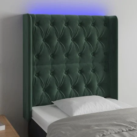 Dunkelgrünes Samtkopfteil mit LED 83x16x118/128 cm von , Kopf- und Fußteile - Ref: Foro24-3124417, Preis: 103,16 €, Rabatt: %