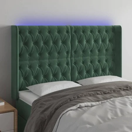 LED-Kopfteil aus dunkelgrünem Samt, 163 x 16 x 118/128 cm von , Kopf- und Fußteile - Ref: Foro24-3124441, Preis: 168,11 €, Ra...